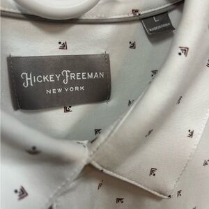 Hickey Freeman Micro-Print Performance Polo – Size Large – White